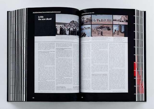 The book contains a wide range of scans of original articles from architecture publications. 