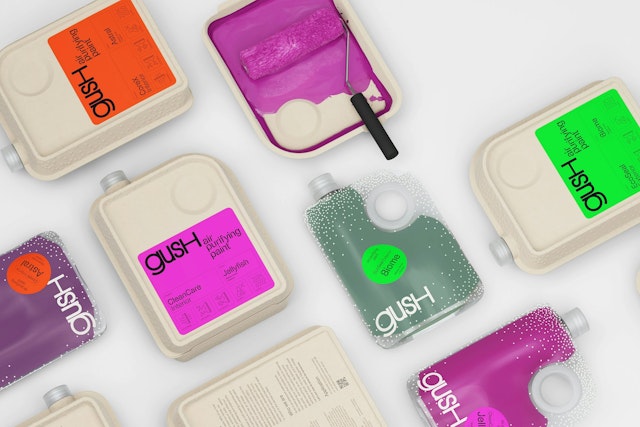 Packaging for Gush paint, 2024. Designed with Eddie Opara/Pentagram.