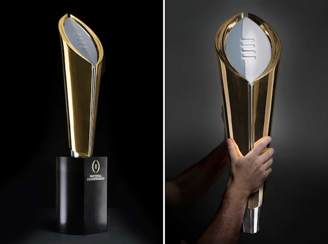 The new College Football Playoff National Championship trophy. Photos by Joe Faraoni/ESPN Images.