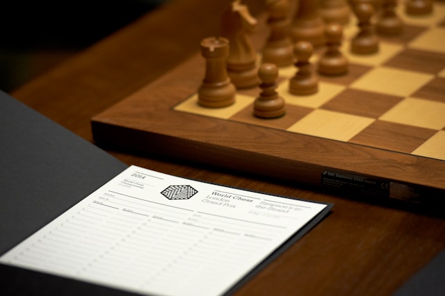 Chess Score Card at the World Chess London Grand Prix