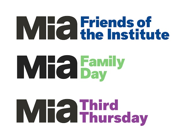 Sub-brands for the various Mia programs are locked up with the logo and keyed to a specific color.