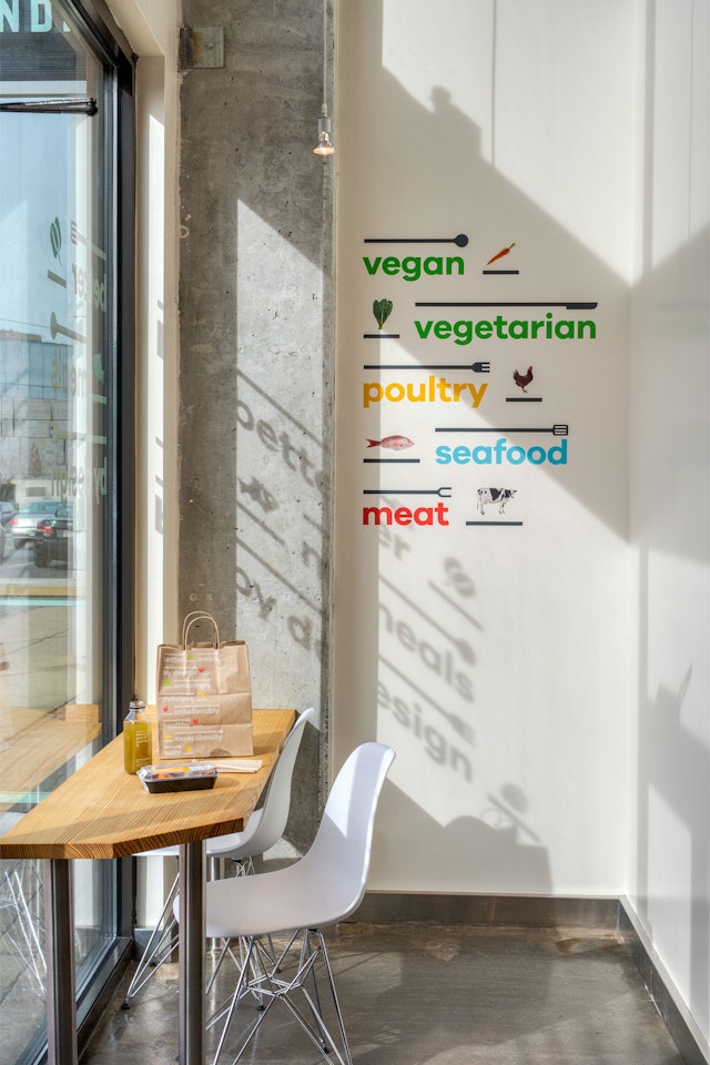 Environmental graphics offer a key to the color-coded menu system. 