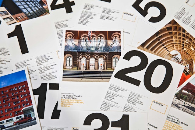 Informational postcards for Archtober.