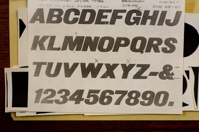 Typographic reference material from the Saarinen Archives at Yale University.