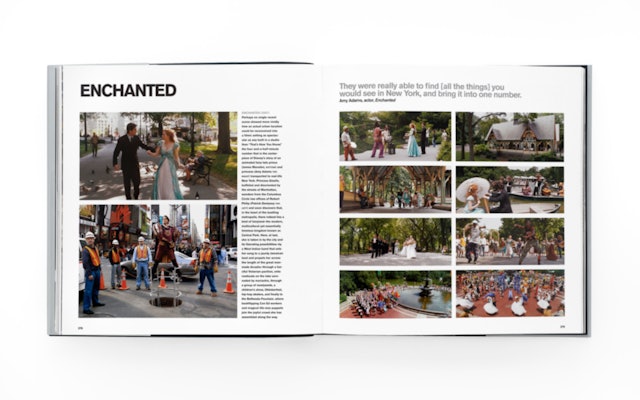 Spread highlighting the 2007 film ‘Enchanted's’ big musical number filmed in Central Park.