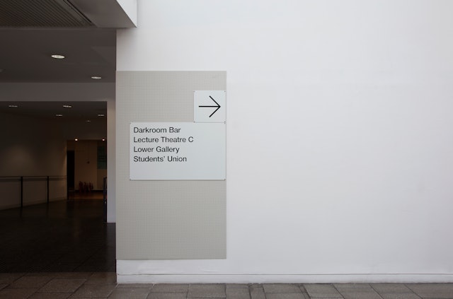 All the signage has a perforated powder-coated aluminium background plate