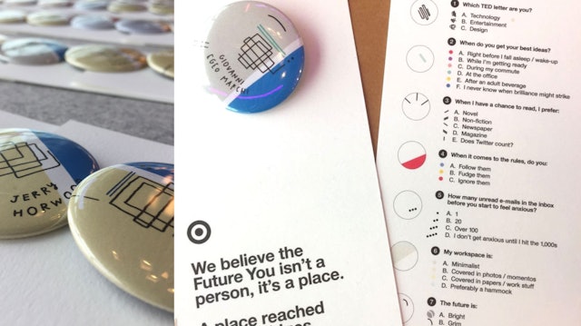 Target’s guests could get ID buttons with personalized data visualizations by Giorgia Lupi.