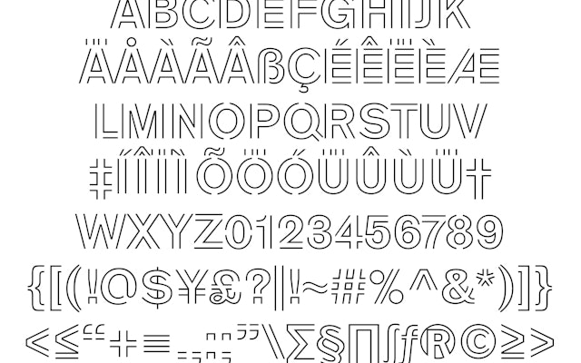 Called Rebuild Outline, the custom typeface suggests the process of reframing and reconstructing. 