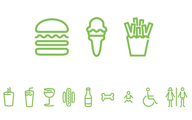 The more comprehensive identity includes neon-like icons.