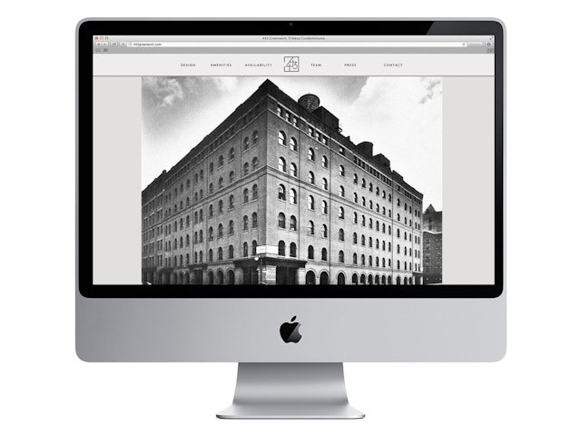 The website showcases the building in large-scale photographs and renderings.