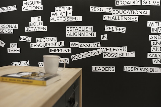 Team members can create their own messages with the magnets.