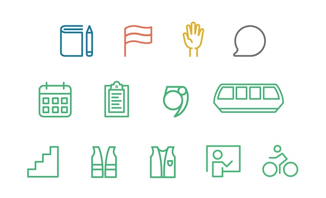 A few of the playful icons developed for the website.