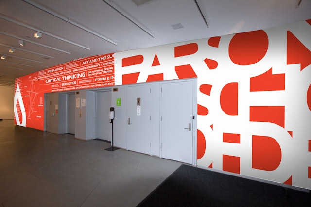 Parsons students have used the identity to create an installation at the Sheila C. Johnson Center.