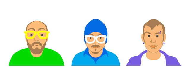 Cartoon avatars were created for the hosts of the channels, with colors corresponding to the identit