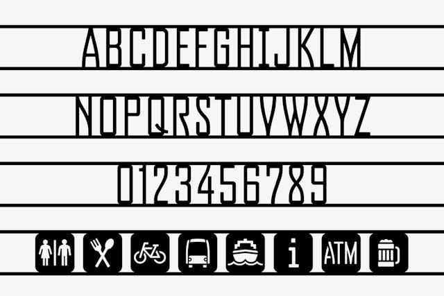 Guppy Sans, the custom alphabet developed for the signage.