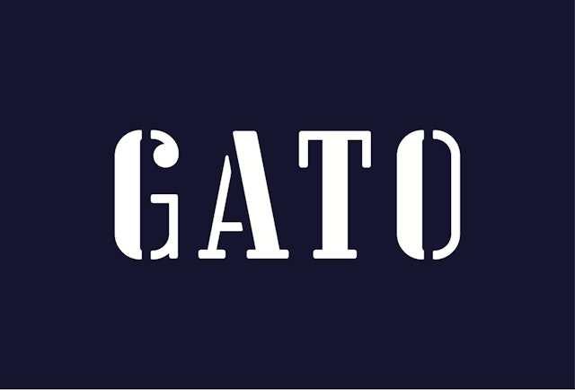 The final Gato identity, set in the font Lisbon.