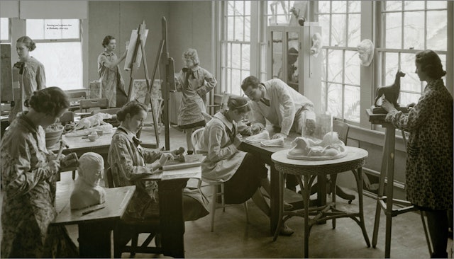 Painting and sculpture class at Hockaday, circa 1935.
