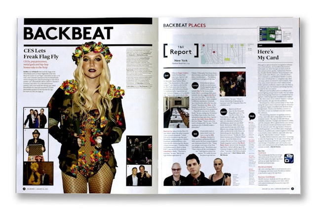 Backbeat section on industry events. Layouts have been opened up to breathe but are still full of information.