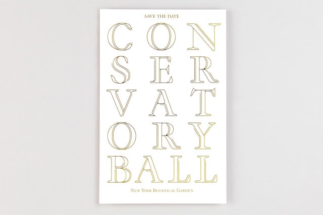 Typography for the Conservatory Ball visually echoes the linear framework of the building.